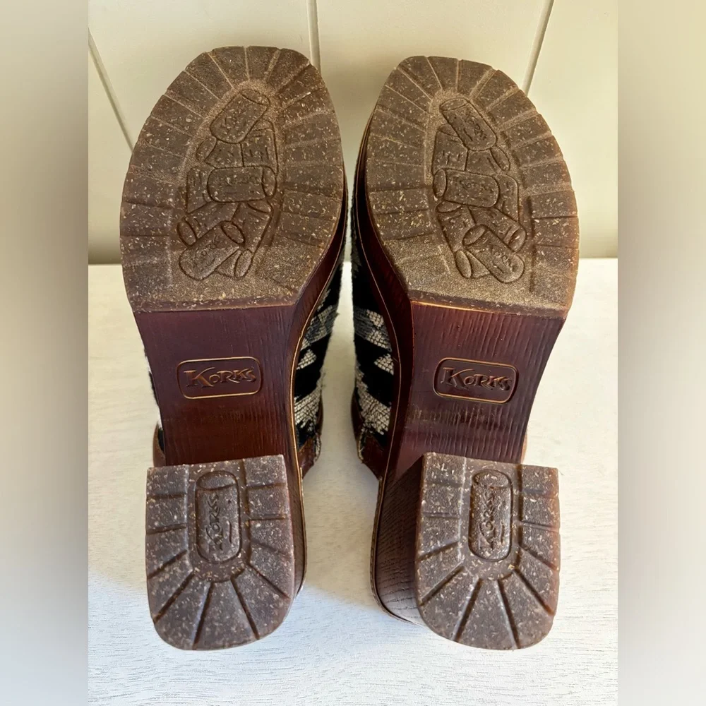 Korks Kork Ease Lori Slide Clog Aztec Fabric Heel Platform 10 Like New! - Picture 9 of 10